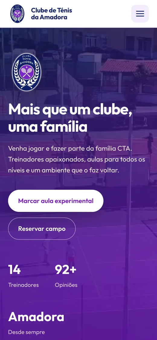 O mesmo site num telemóvel